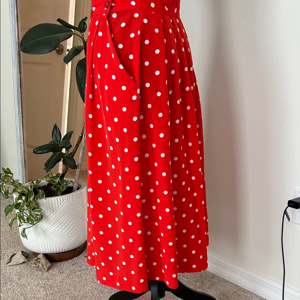 Chaus Petite orange  Polka Dot vintage Skirt with pockets - Picture 5 of 9